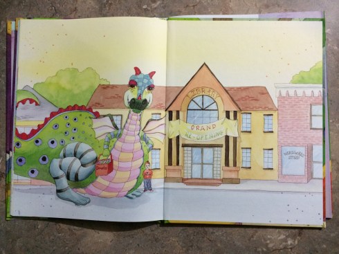 There's a Dragon in the Library end papers