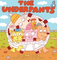 THE UNDERPANTS Cover - many animals tucked into one large pair of white briefs